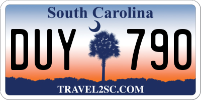 SC license plate DUY790