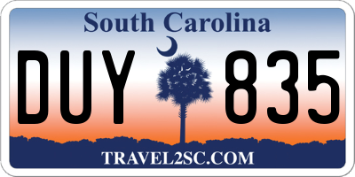 SC license plate DUY835