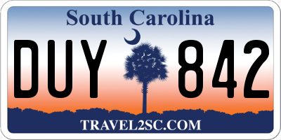 SC license plate DUY842