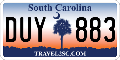 SC license plate DUY883