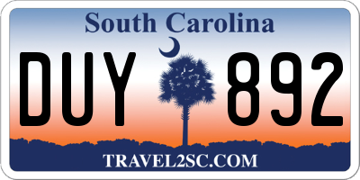 SC license plate DUY892