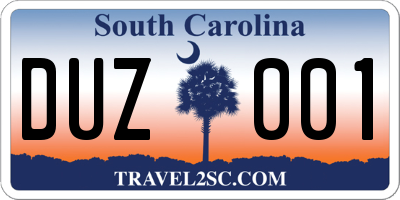 SC license plate DUZ001