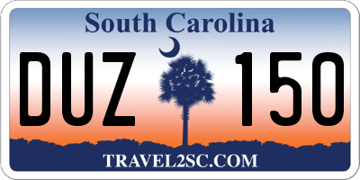 SC license plate DUZ150