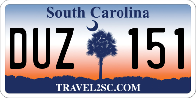 SC license plate DUZ151