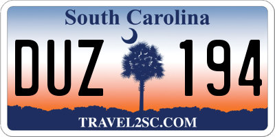 SC license plate DUZ194