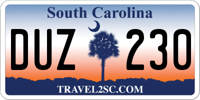 SC license plate DUZ230