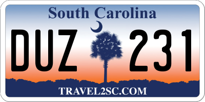 SC license plate DUZ231