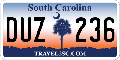 SC license plate DUZ236