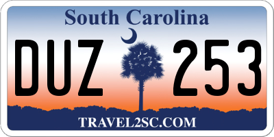 SC license plate DUZ253