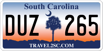 SC license plate DUZ265
