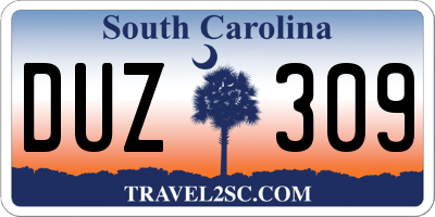 SC license plate DUZ309