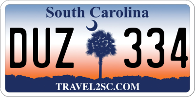 SC license plate DUZ334