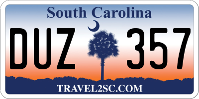 SC license plate DUZ357