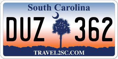 SC license plate DUZ362