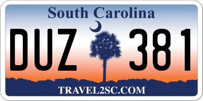 SC license plate DUZ381