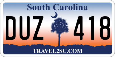 SC license plate DUZ418