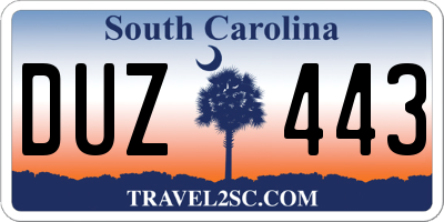 SC license plate DUZ443