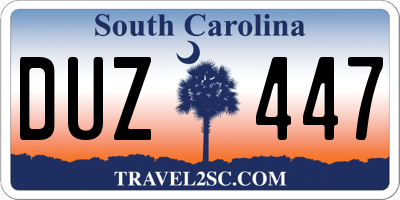 SC license plate DUZ447