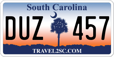SC license plate DUZ457
