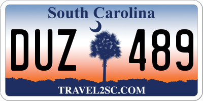 SC license plate DUZ489
