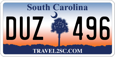 SC license plate DUZ496