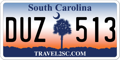 SC license plate DUZ513