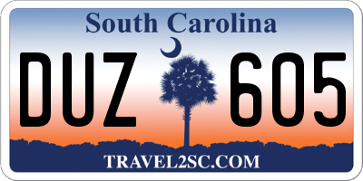 SC license plate DUZ605