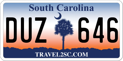 SC license plate DUZ646