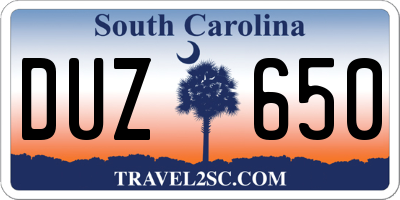 SC license plate DUZ650