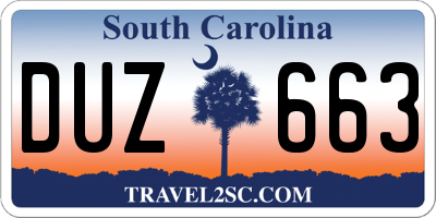 SC license plate DUZ663