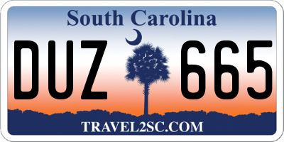 SC license plate DUZ665