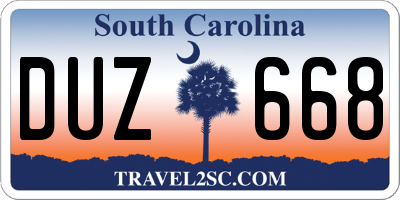 SC license plate DUZ668