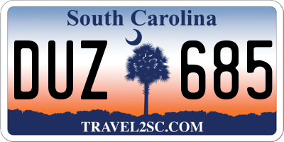 SC license plate DUZ685