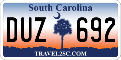 SC license plate DUZ692