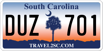 SC license plate DUZ701