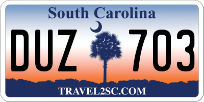 SC license plate DUZ703