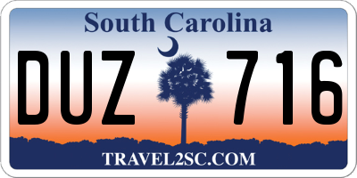 SC license plate DUZ716