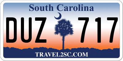 SC license plate DUZ717