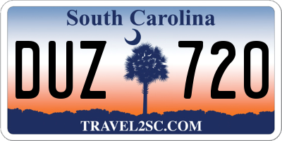 SC license plate DUZ720