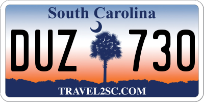 SC license plate DUZ730