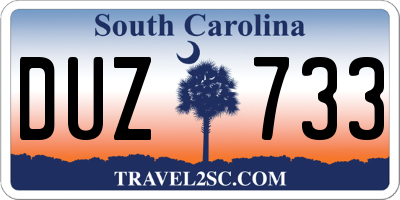 SC license plate DUZ733