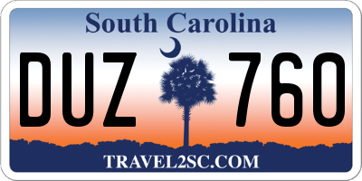 SC license plate DUZ760