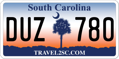 SC license plate DUZ780
