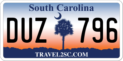 SC license plate DUZ796