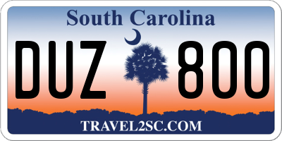 SC license plate DUZ800