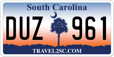 SC license plate DUZ961