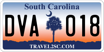 SC license plate DVA018