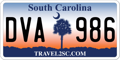 SC license plate DVA986