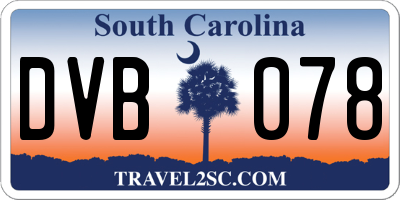 SC license plate DVB078