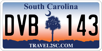 SC license plate DVB143